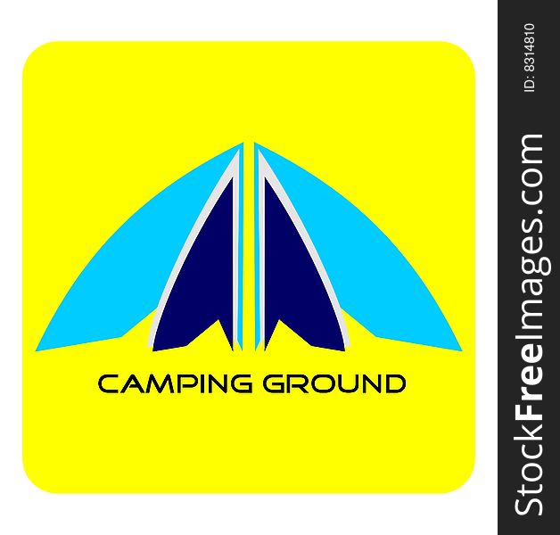 Vector illustration of camp tent isolated on yellow background