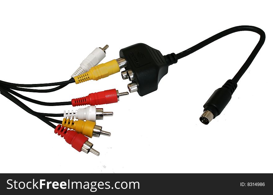 RCA Connectors for audio/video on isolated background