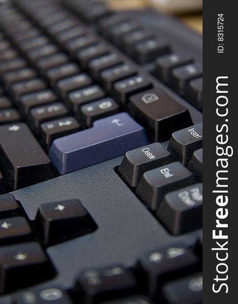 Black computer keyboard, concept of modern, informatic society.