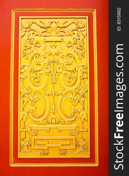 Details of Thai traditional style door carving.