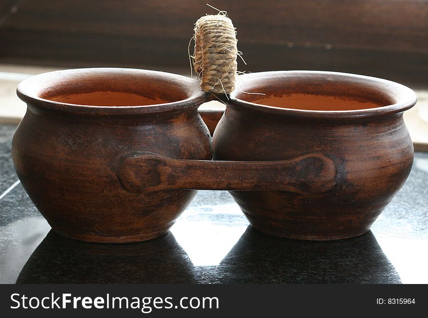 Old pottery - twin brown pots