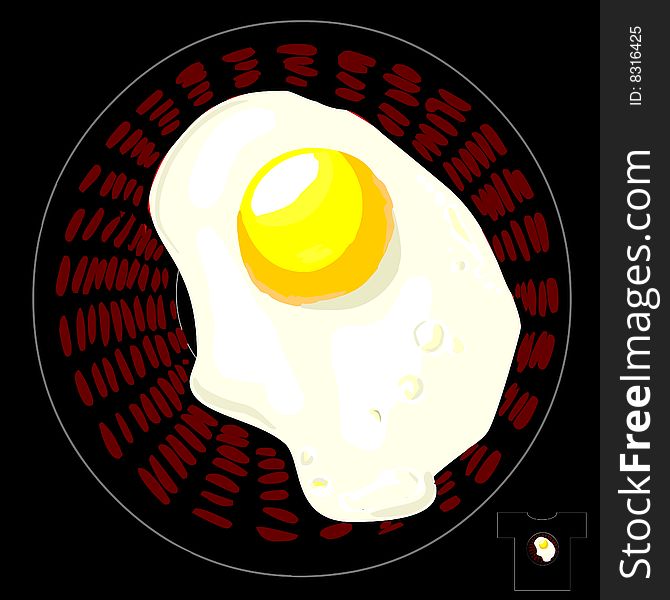 T-shirt design. Fried egg in pan.