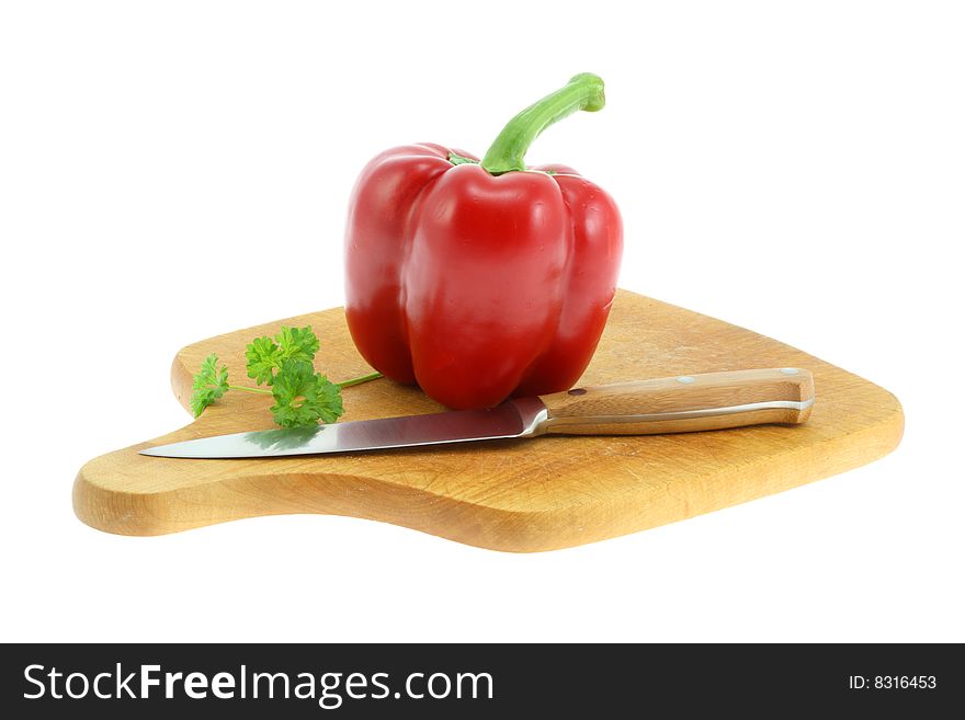 Chopping board with paprika.