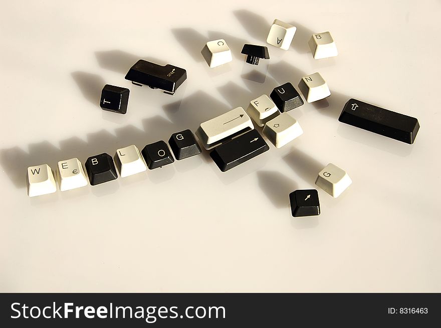 Heap of keyboard keys black and white. Heap of keyboard keys black and white