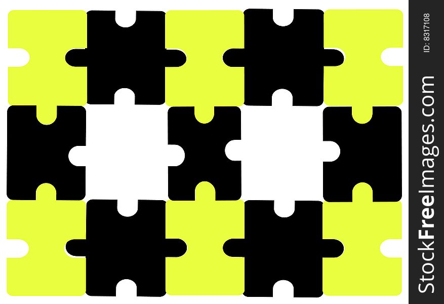 Abstract puzzle yellow black background. Abstract puzzle yellow black background