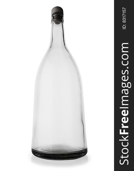 Empty wine bottle isolated on white background