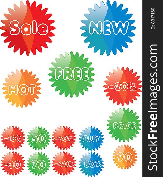 Set Of Glossy Price Tags. Vector.