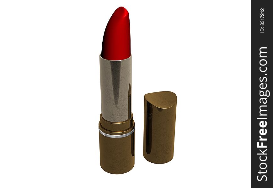 3d red lipstick isolated on white