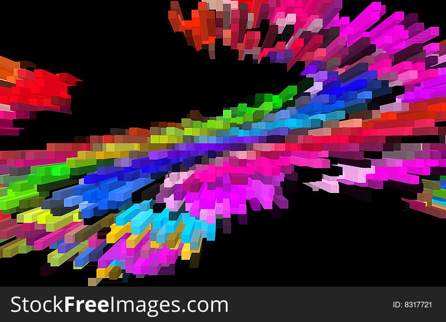 An illustration of colors and shapes in 3d. An illustration of colors and shapes in 3d