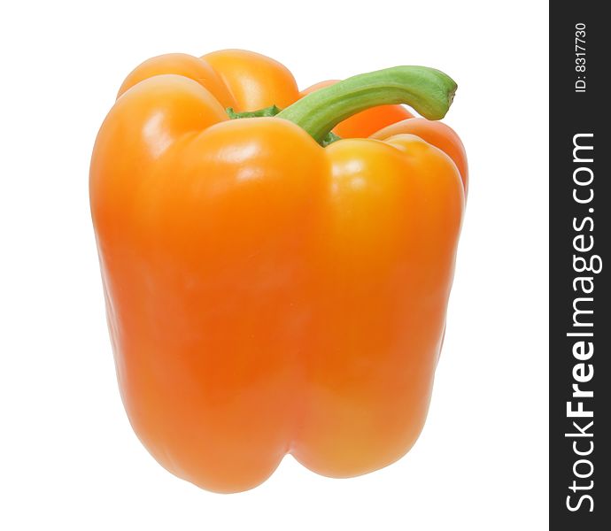 Orange sweet pepper on white