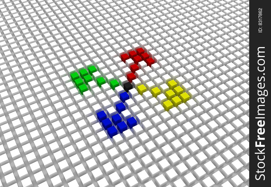 3d render of arrows different colors. 3d render of arrows different colors