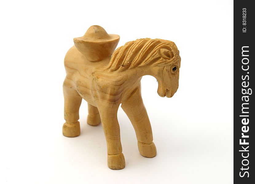 Wooden horse of handwork of master from the tree of mango
