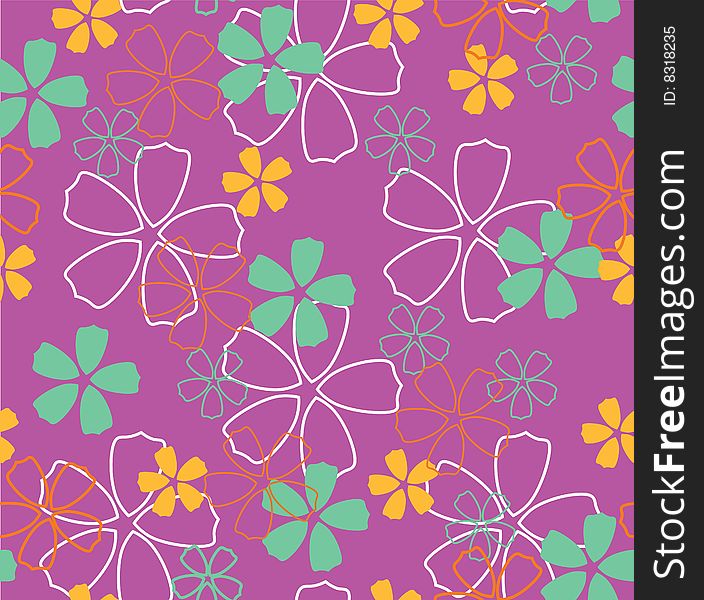 The vector illustration contains the image of flowers on pink background