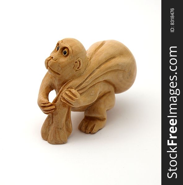 Wooden monkey of handwork of master from the tree of mango