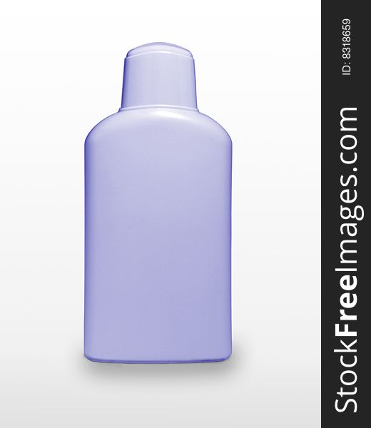 Light violet bottle shampoos on a white background