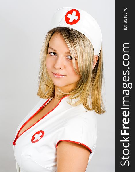 young woman dressed as a nurse. young woman dressed as a nurse