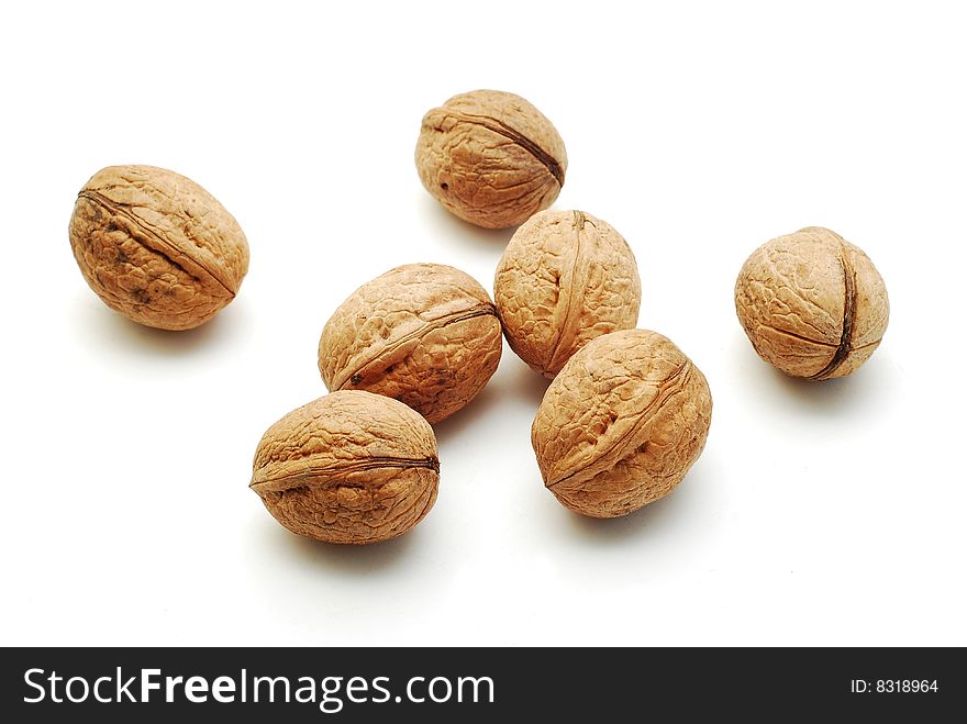 A few nuts isolated on white