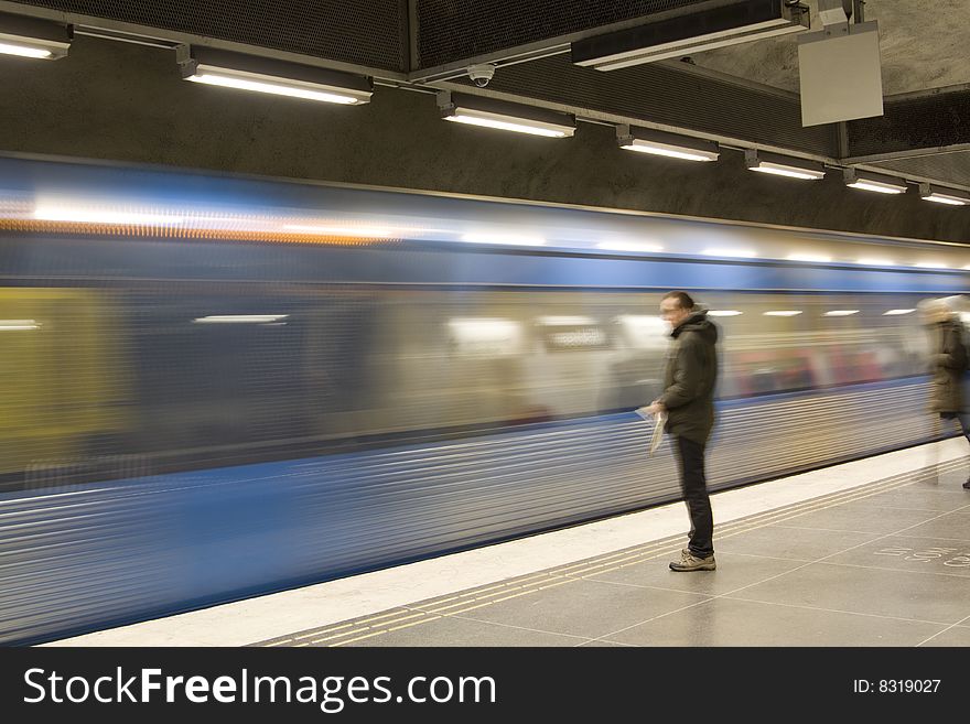 Fast train passing by. motion blur. Fast train passing by. motion blur