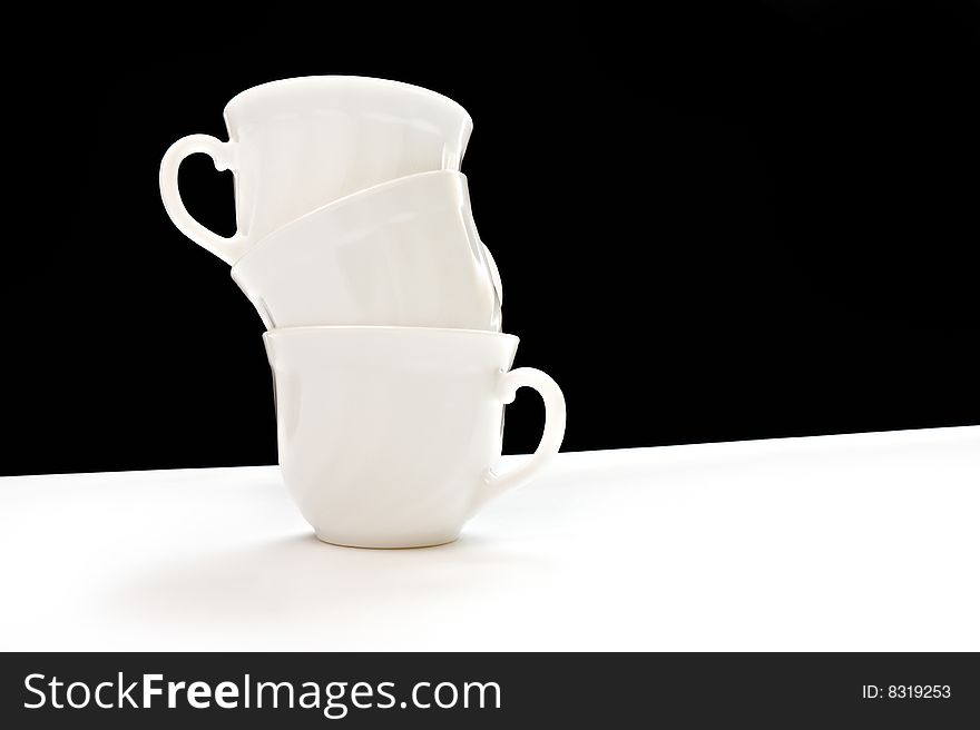 Coffee cups on black and white background. Coffee cups on black and white background