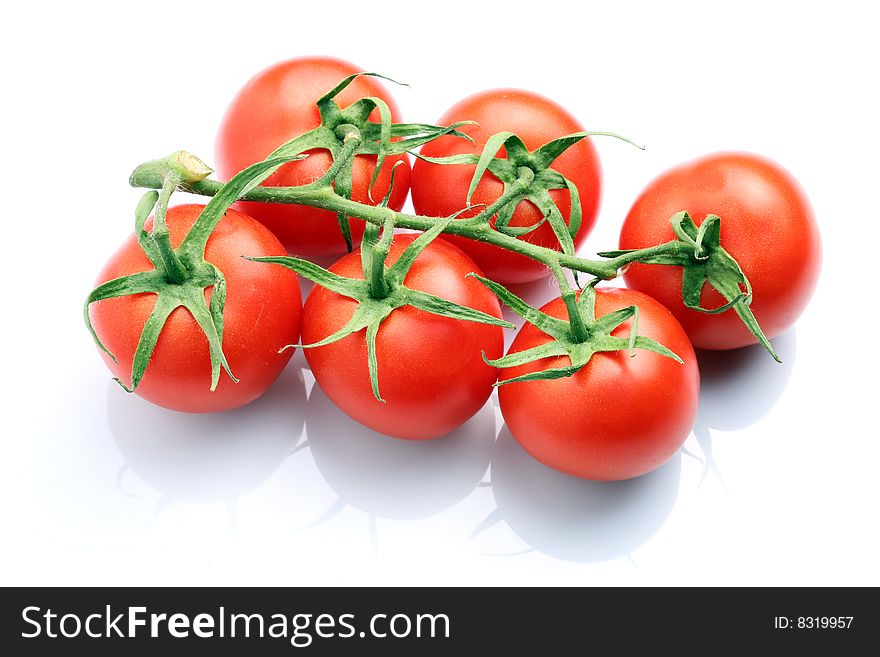 Studio shot of fresh tomato bundle. Studio shot of fresh tomato bundle.