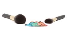 Make-up Brushes And Colors Royalty Free Stock Image