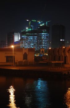Illuminated Under Construction Building Near Dubai Stock Image Illuminated Under Construction Building Near Dubai Stock Image