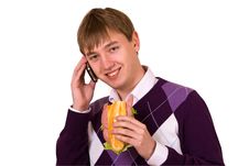 Happy Student Calling On Mobile Phone Stock Photos Happy Student Calling On Mobile Phone Stock Photos