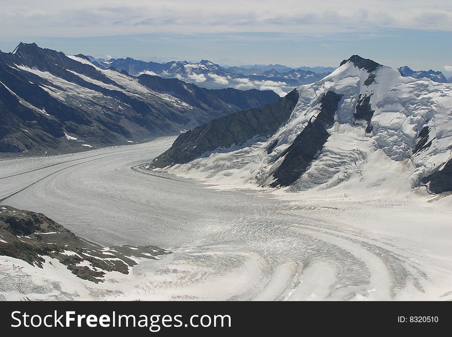 Aletsch Glacier, part of the Jungfrau-Aletsch Protected Area . Aletsch Glacier, part of the Jungfrau-Aletsch Protected Area