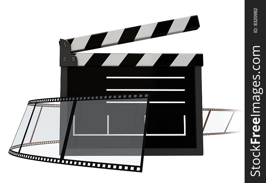 Abstract 3d illustration of cinema symbol over white background