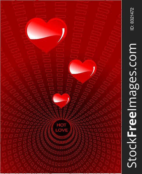 Valentine's day vector wallpaper, with red hearts and tunnel. Valentine's day vector wallpaper, with red hearts and tunnel.