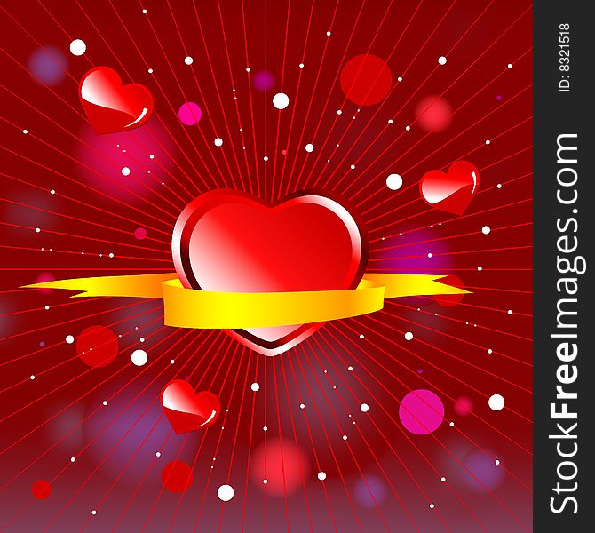 Valentine day Vector wallpaper with red hearts and scroll. Valentine day Vector wallpaper with red hearts and scroll.