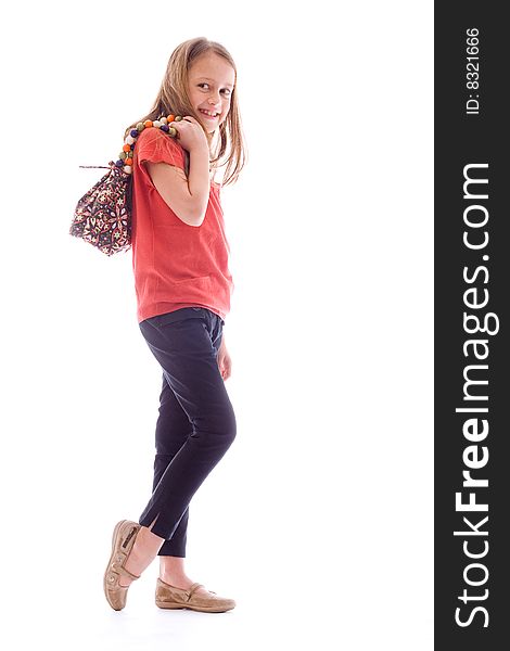 Young brunette child posing in different clothes. Young brunette child posing in different clothes