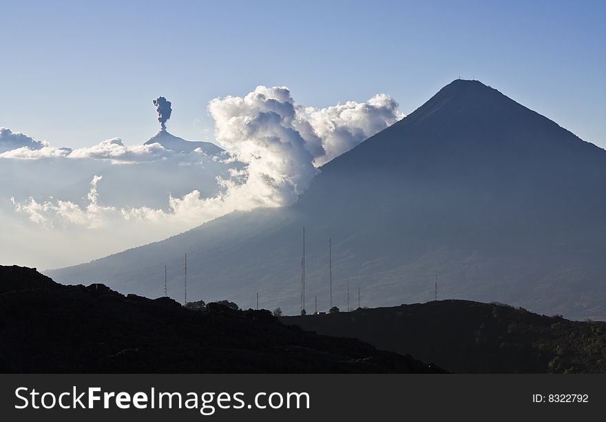 Smoking Volcano Fuego in Guatemala