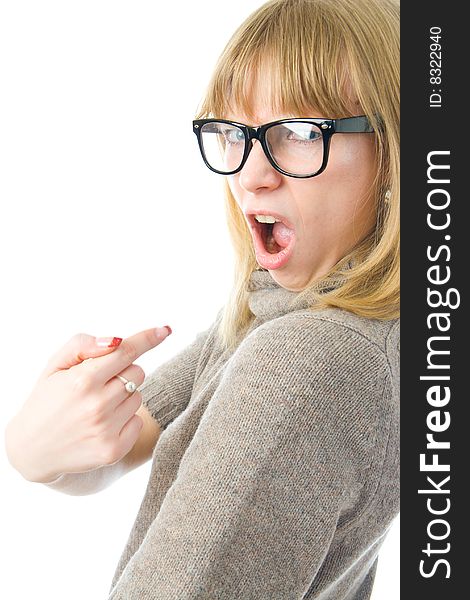 The young funny girl isolated on a white background