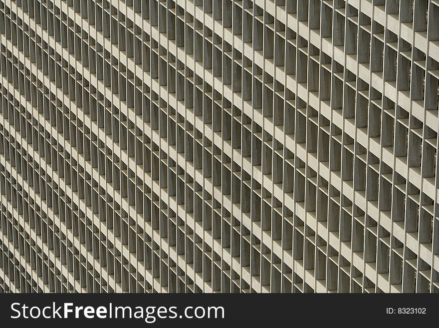 Close up of office building in downtown Los Angeles in daytime.