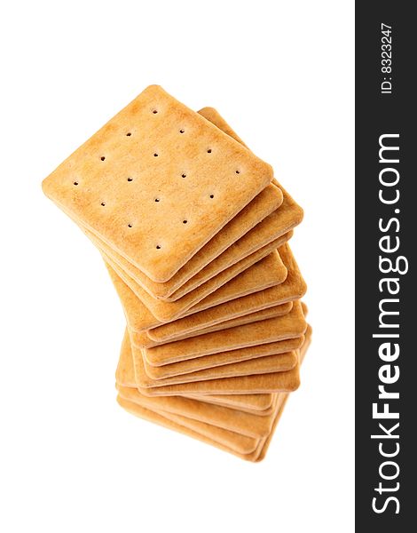 Pile of crackers isolated on white