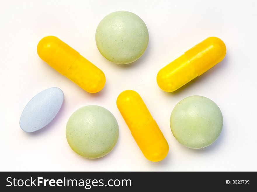 A few various kinds of drugs in different colours