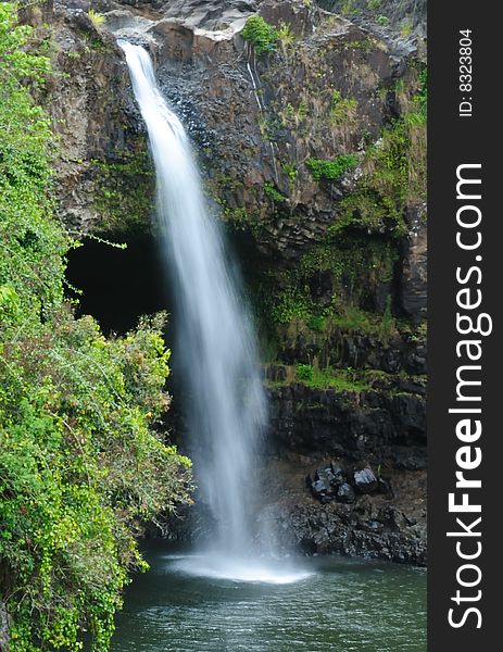 A waterfall in a tropical forest