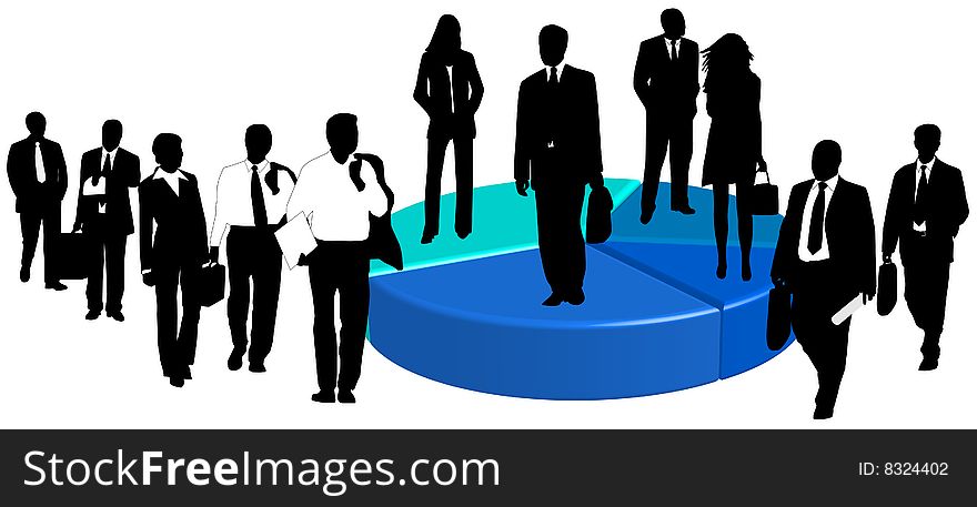 Illustration of business people and graph