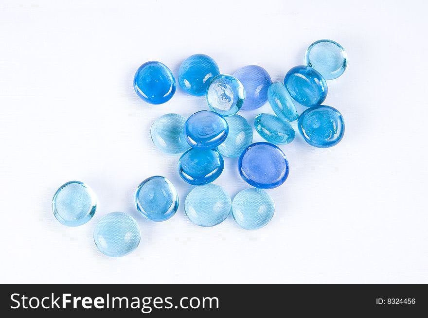 Scatted blue marbles