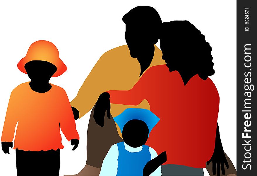 Illustration of family silhouettes, colorful
