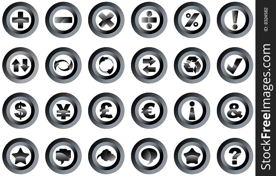 Illustration of internet buttons, gray