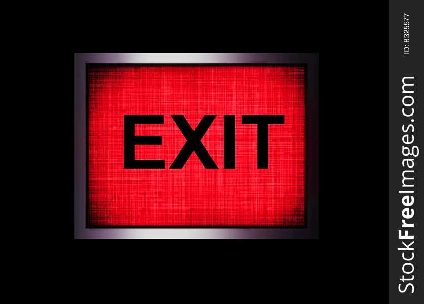 An exit sign on a black background