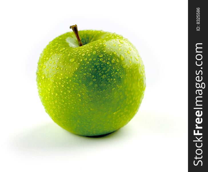 Green apple with raindrops on top. Green apple with raindrops on top