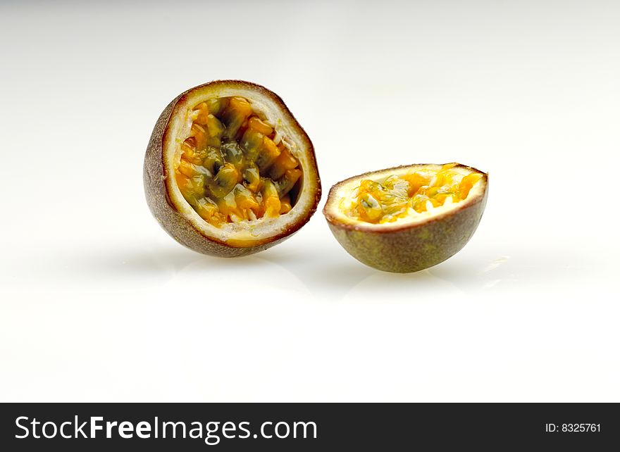 Passion fruit isolated on white background