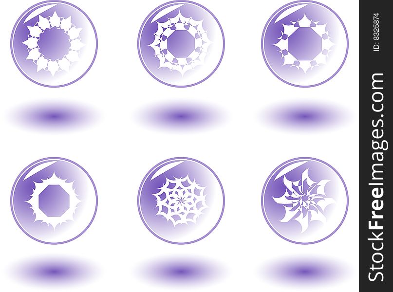 Six beautiful different snowflakes.Vector illustration