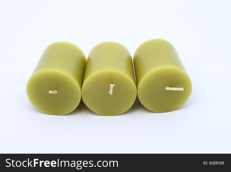 The are candles on white background