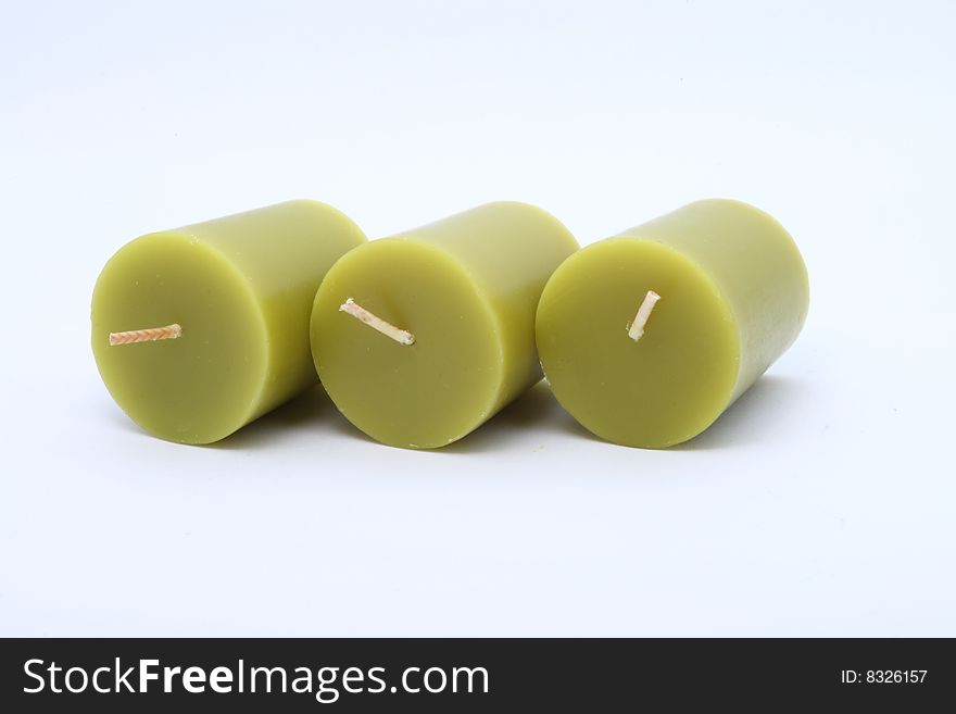 The are candles on white background