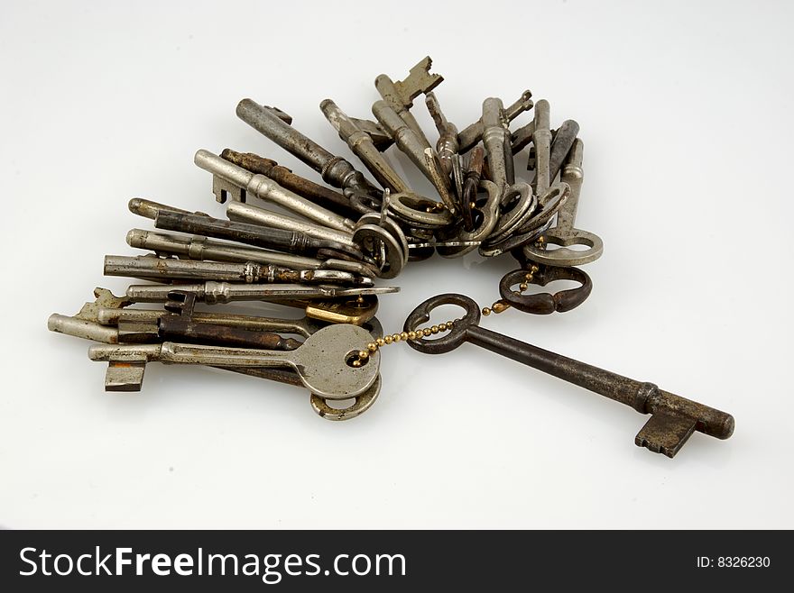 A collection of old rusty vintage keys. A collection of old rusty vintage keys
