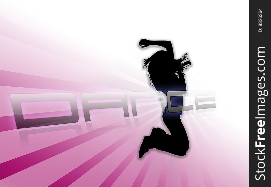 Dancing silhouette white purple background